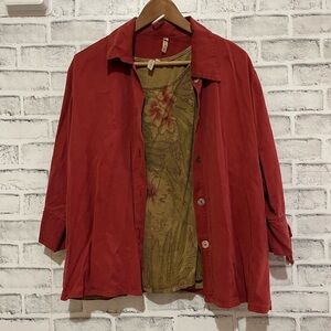 Women’s By JJ two piece sleeveless top with button down collar shirt Medium